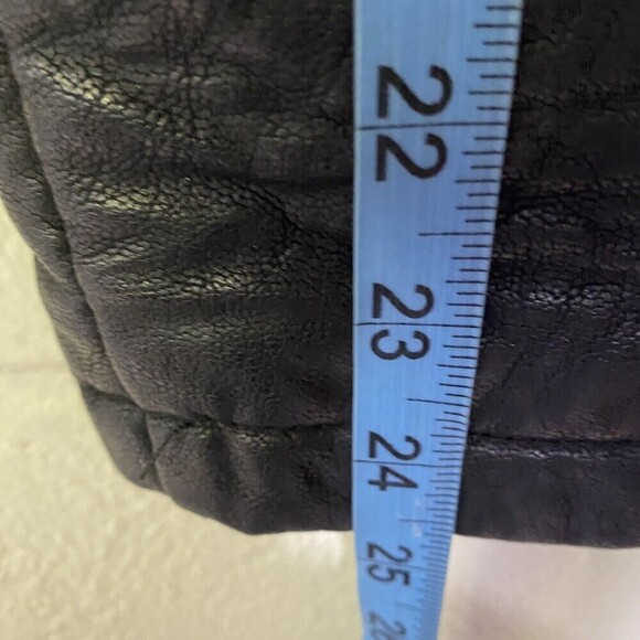 New Look Women SZ Medium Black Faux Leather Moto Jacket Full Side Zip Biker Coat - Picture 11 of 12